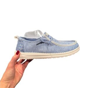 Hey Dude Wendy Surf Wash Blue Slip-On Shoes Women’s 8 Coastal Casual Comfort
